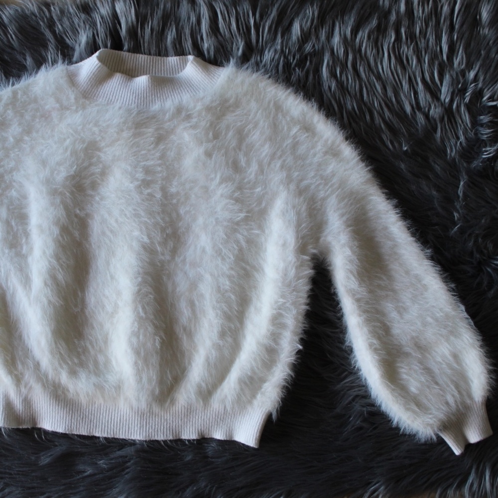 Fuzzy White Sweater- Urban Outfitters